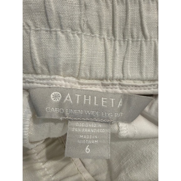 Athleta Cabo Linen Wide Leg Pants  Smocked Waist Size 6 Relaxed Summer Trousers - Picture 4 of 7